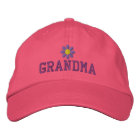 Grandmothers Purple Flower Embroidered Hat