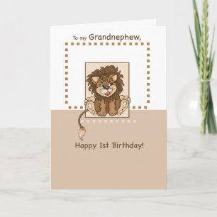 Grandnephew 1st Birthday Lion Card