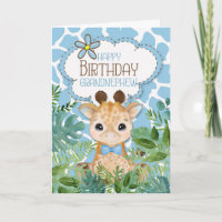 Grandnephew Blue Jungle Giraffe Themed Birthday