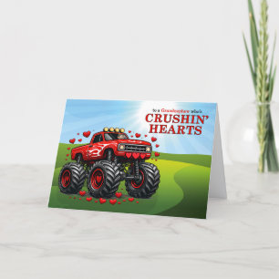 Grandnephew Monster Truck Crushin' Hearts Holiday Card