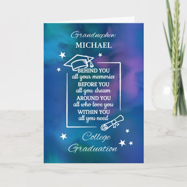 Grandnephew Personalise College Graduation Quote Card (Front)