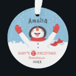 Grandniece Babys First Christmas Snowman Customiza Ornament<br><div class="desc">A little one has brought joy and fun into your lives. And now the this little baby grandniece is ready to join all of you on the celebration of her first Christmas, You can give her and her parents with this keepsake ornament. It will be a treasure to remember her...</div>