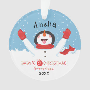 Grandniece Babys First Christmas Snowman Customiza Ornament
