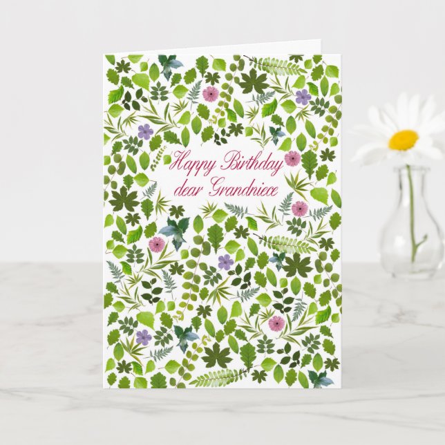 Grandniece Birthday Scattered Leaves Card (Small Plant)