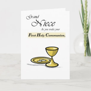 Grandniece First Communion Gold Chalice, Paten Card