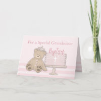 Grandniece Pink Baptism Cake Teddy Bear and Tiara