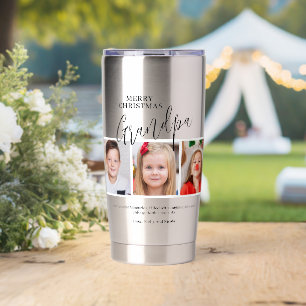 Grandpa 3 Photo Collage Grandad Merry Christmas Insulated Tumbler