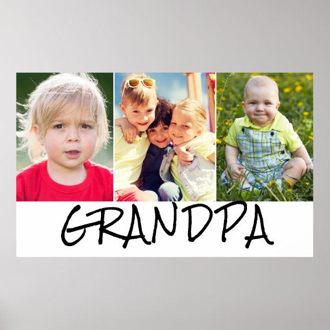 Grandpa 3 Photo Collage Typography Poster (Front)