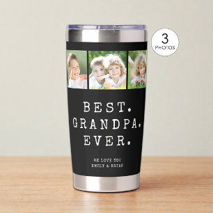 Grandpa 3 Photos Personalised Custom Colour Insulated Tumbler