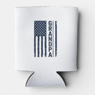 Grandpa American Flag Distressed Patriotic Design_ Can Cooler