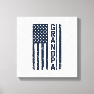 Grandpa American Flag Distressed Patriotic Design_ Canvas Print