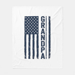 Grandpa American Flag Distressed Patriotic Design_ Fleece Blanket
