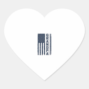 Grandpa American Flag Distressed Patriotic Design_ Heart Sticker