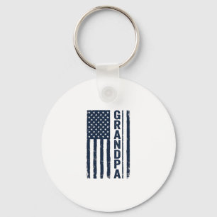 Grandpa American Flag Distressed Patriotic Design_ Key Ring