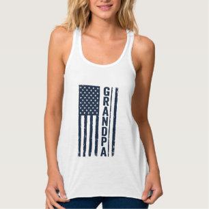 Grandpa American Flag Distressed Patriotic Design_ Singlet