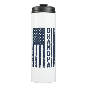Grandpa American Flag Distressed Patriotic Design_ Thermal Tumbler