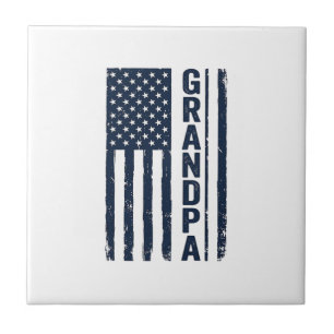 Grandpa American Flag Distressed Patriotic Design_ Tile
