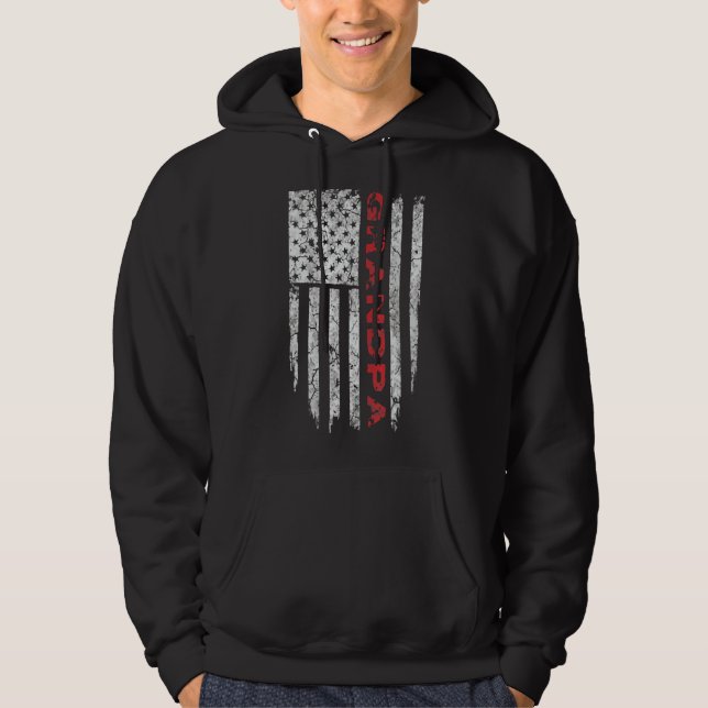 Grandpa American Flag  Father's Day Hoodie (Front)