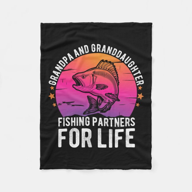 Grandpa And Granddaughter Fishing Partners For Lif Fleece Blanket (Front)