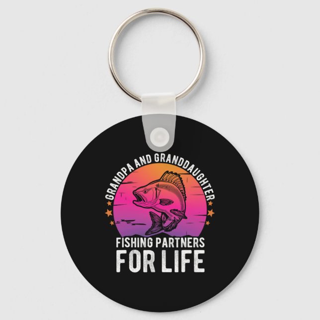 Grandpa And Granddaughter Fishing Partners For Lif Key Ring (Front)
