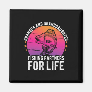 Grandpa And Granddaughter Fishing Partners For Lif Magnet