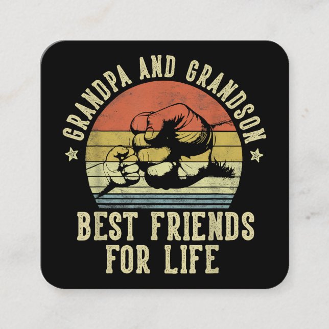 Grandpa and Grandson Best Friends for Life Funny G Square Business Card (Front)