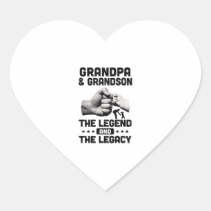 Grandpa And Grandson The Legend And Legacy Gift Heart Sticker