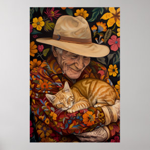 Grandpa And His Cat Poster