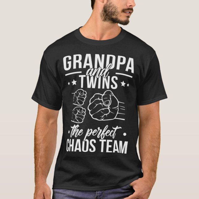 Grandpa And Twins Twin Grandpa Of Twins Twin Grand T-Shirt (Front)