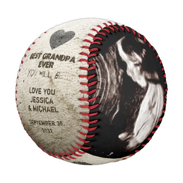 Grandpa Baby Reveal Pregnancy Announcement Baseball (Angled)