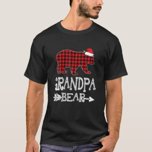 Grandpa Bear Christmas Pajama Red Plaid Buffalo Fa T-Shirt