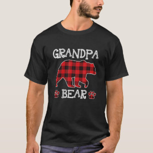 Grandpa Bear Christmas Pajama Red Plaid Buffalo Fa T-Shirt