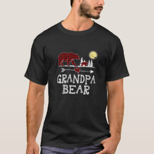 Grandpa Bear Christmas Pajama Red Plaid Buffalo T-Shirt