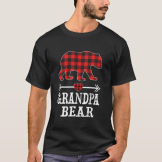 Grandpa Bear Christmas Pajama Red Plaid Buffalo T-Shirt