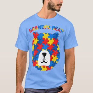 Grandpa Bear Face Puzzle Pieces Autism Awareness D T-Shirt