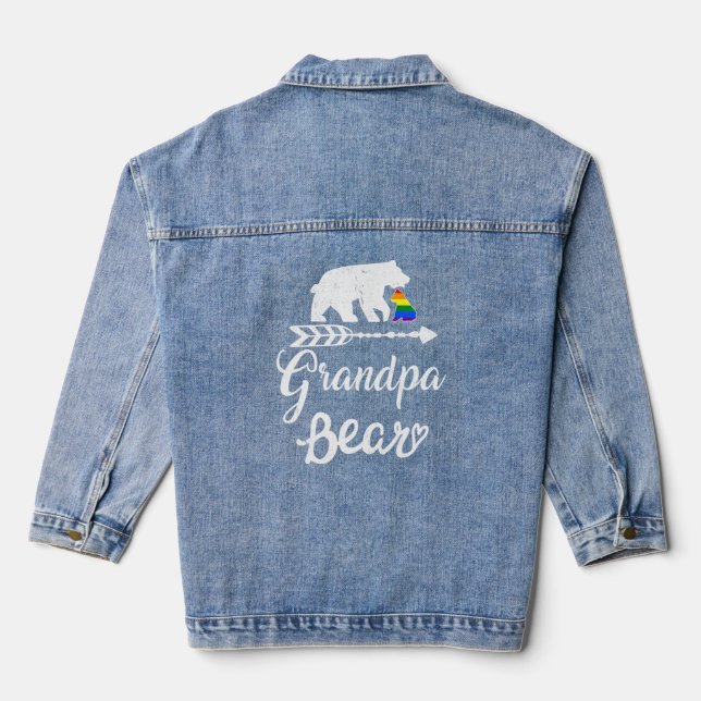 Grandpa Bear Lgbt Lgbtq Rainbow Pride Gay Lesbian  Denim Jacket (Back)