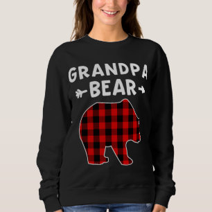 Grandpa Bear Red Black Plaid Bear Christmas Promot Sweatshirt