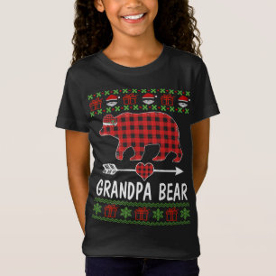 Grandpa Bear Santa Red Plaid Family Pyjamas For Ch T-Shirt