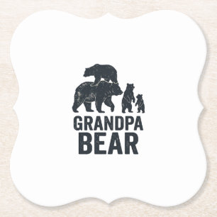 Grandpa Bear Vintage Engraving Family Bear Shirt D Paper Coaster