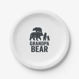 Grandpa Bear Vintage Engraving Family Bear Shirt D Paper Plate