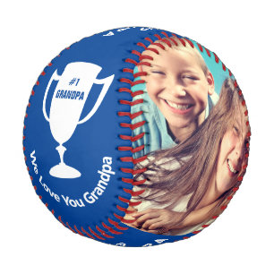 Grandpa Best Ever MVP Personalised Photos Blue Baseball