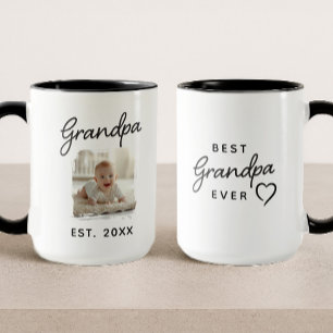Grandpa Best Ever Photo Established Date Mug
