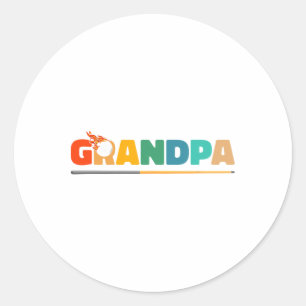 Grandpa Billiard Pool Cue 8-ll Billard - Billiards Classic Round Sticker