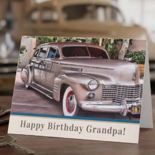 Grandpa Birthday Classic Car Vintage Cadillac Car  Card