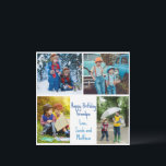 Grandpa Birthday Grandkids Photo Collage Card<br><div class="desc">This cute,  custom kids photo birthday card for a grandfather features a modern layout of 4 grandchildren photos on a white background with blue typography reading Happy Birthday Grandpa. This beautiful grandkids photo gift features your own photograph collage surrounding your personalised message and names.</div>