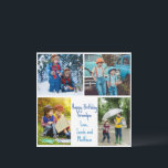 Grandpa Birthday Grandkids Photo Collage Card<br><div class="desc">This cute,  custom kids photo birthday card for a grandfather features a modern layout of 4 grandchildren photos on a white background with blue typography reading Happy Birthday Grandpa. This beautiful grandkids photo gift features your own photograph collage surrounding your personalised message and names.</div>