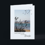 Grandpa Birthday, Seaside Scene Card<br><div class="desc">A lovely birthday card for a grandpa. A seaside scene with silhouetted grass and seagulls. A lovely tranquil scene to promote memories of seaside holidays.</div>