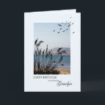 Grandpa Birthday, Seaside Scene Card<br><div class="desc">A lovely birthday card for a grandpa. A seaside scene with silhouetted grass and seagulls. A lovely tranquil scene to promote memories of seaside holidays.</div>