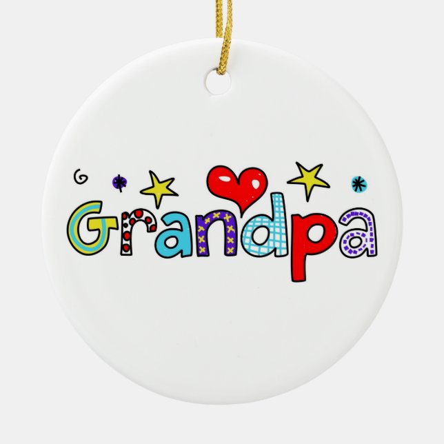 Grandpa Ceramic Tree Decoration (Front)