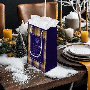 Grandpa Chic Plaid Snow Cosy Winter Wedding Shower Small Gift Bag